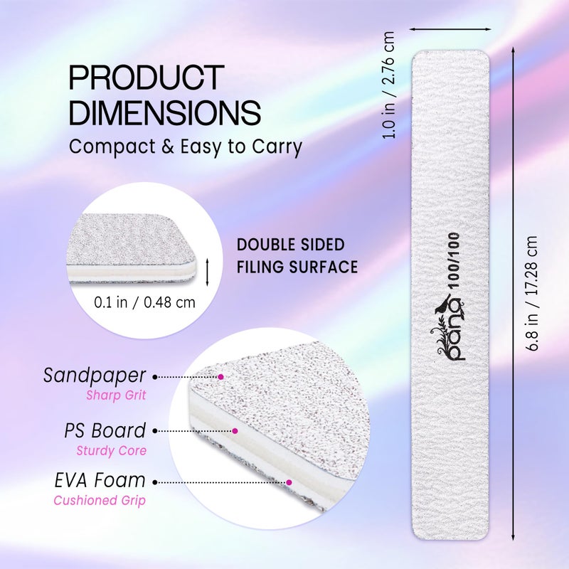 بانا مبرد أظافر بانا جامبو مزدوج الجوانب من الصنفرة، مناسب للمانيكير والباديكير والأظافر الطبيعية والأكريليك - زيبرا (درجة خشونة 100/100) - عبوة من 50 قطعة - Image 3